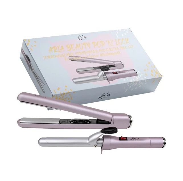 Pop 'n' Lock Interchangeable Straightener And Curling Iron Set