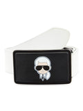 Men's 1.25 Karl Plaque Leather Belt - White