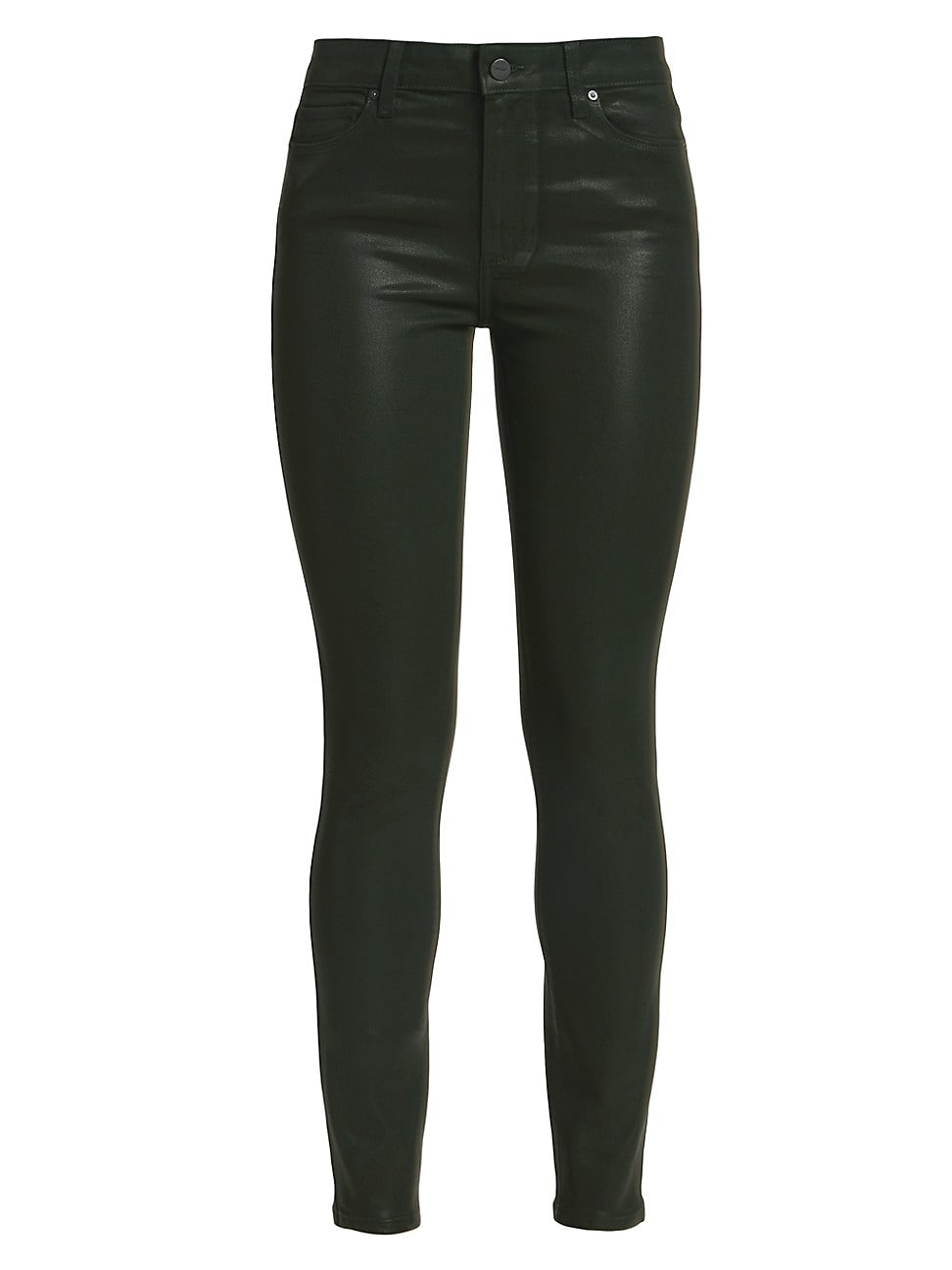 Hoxton Coated High Waist Ankle Skinny Jeans in Deep Emerald