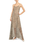 Silk Leopard Print Maxi Dress In Ivory Multi