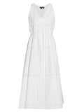 Ladder Eyelet Sleeveless Midi Dress In White