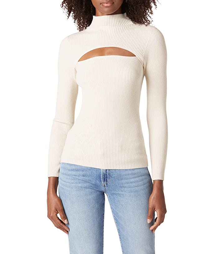 Riya Cutout Mock-neck Top Off White