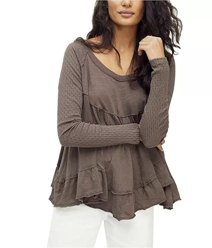 Cotton Sundae Top In Raven Feather