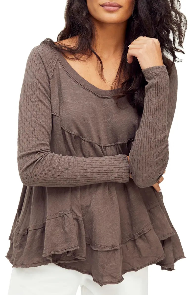 Cotton Sundae Top In Raven Feather