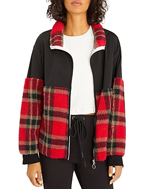 Sherpa Zip Up Jacket In Jasper Plaid