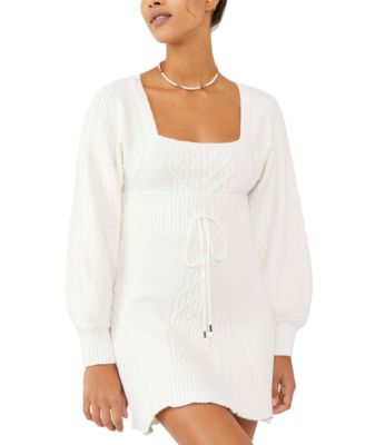 Emmaline Mini Sweater Dress In White
