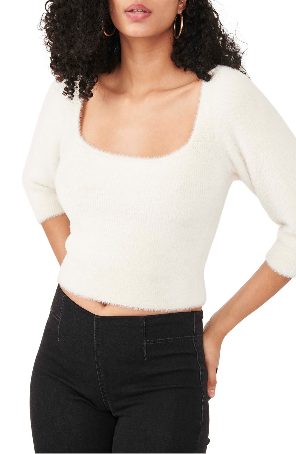 Moonbeam Cropped Sweater In Ivory