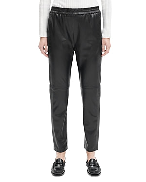 Vegan Faux Leather Casual Jogger In Black