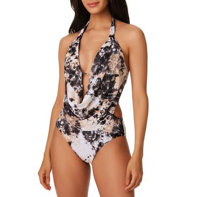 Draped Monokini One-piece Swimsuit In Black