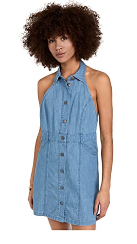 Sami Open-back Mini Halter Dress In Bali Blue