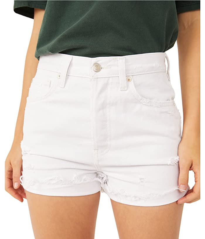 Lasso Denim Shorts In Optic White