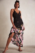 Get To You Printed Maxi Dress In Black Combo