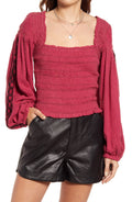 Maggie Embroidered Long Sleeve Top In Rose Hypnotic