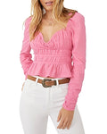 Chloe Smocked Tie Neck Cotton Top In Aurora