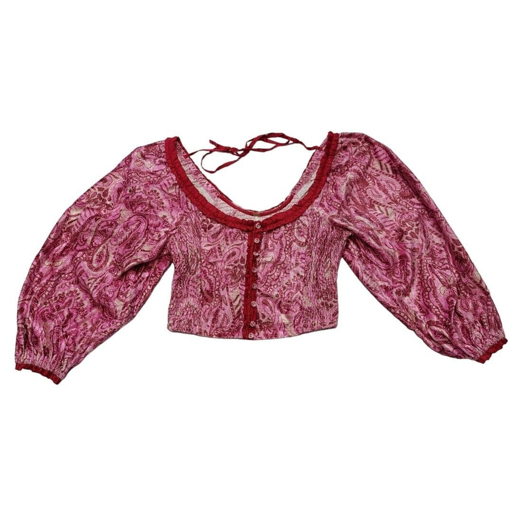Dare Me Velvet Blouse In Retro Combo