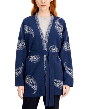 Sonale Knitted Coat-jacket In Blue Jeans
