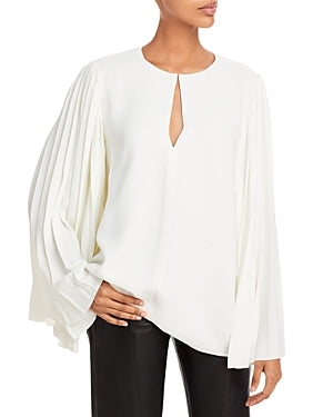 Pleated Bell Sleeve Crepe Top