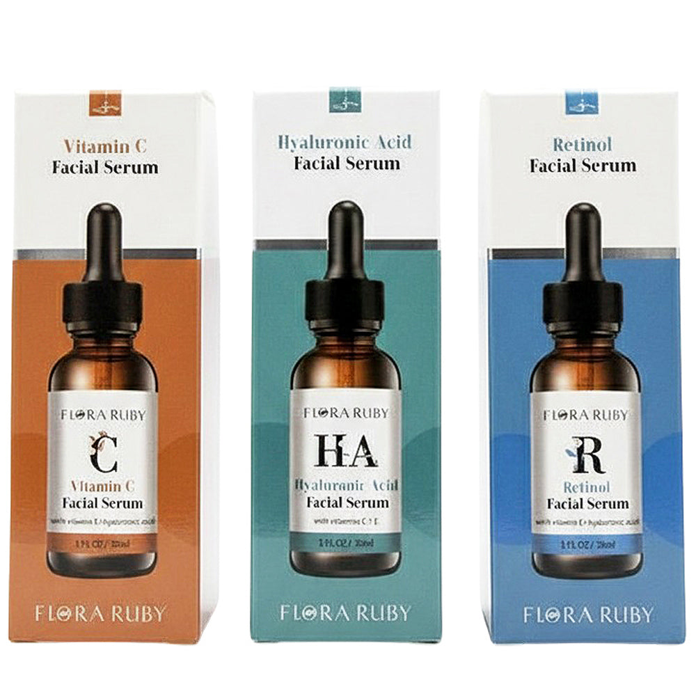 Facial Serum Set - Vitamin C, Hyaluronic Acid & Retinol