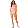 Multi Colored Women's Tie Dye Foulard High-neck Plunge One-piece Swimsuit