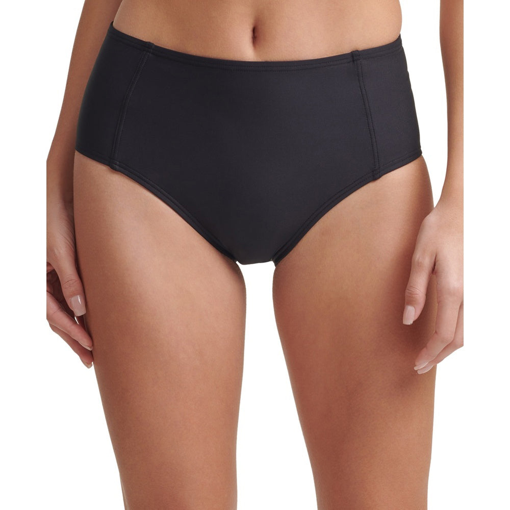 Black Seamed High-Waist Bikini Bottom