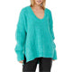 Blue Bell V-Neck Sweater In Electric Teal