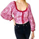 Dare Me Velvet Blouse In Retro Combo