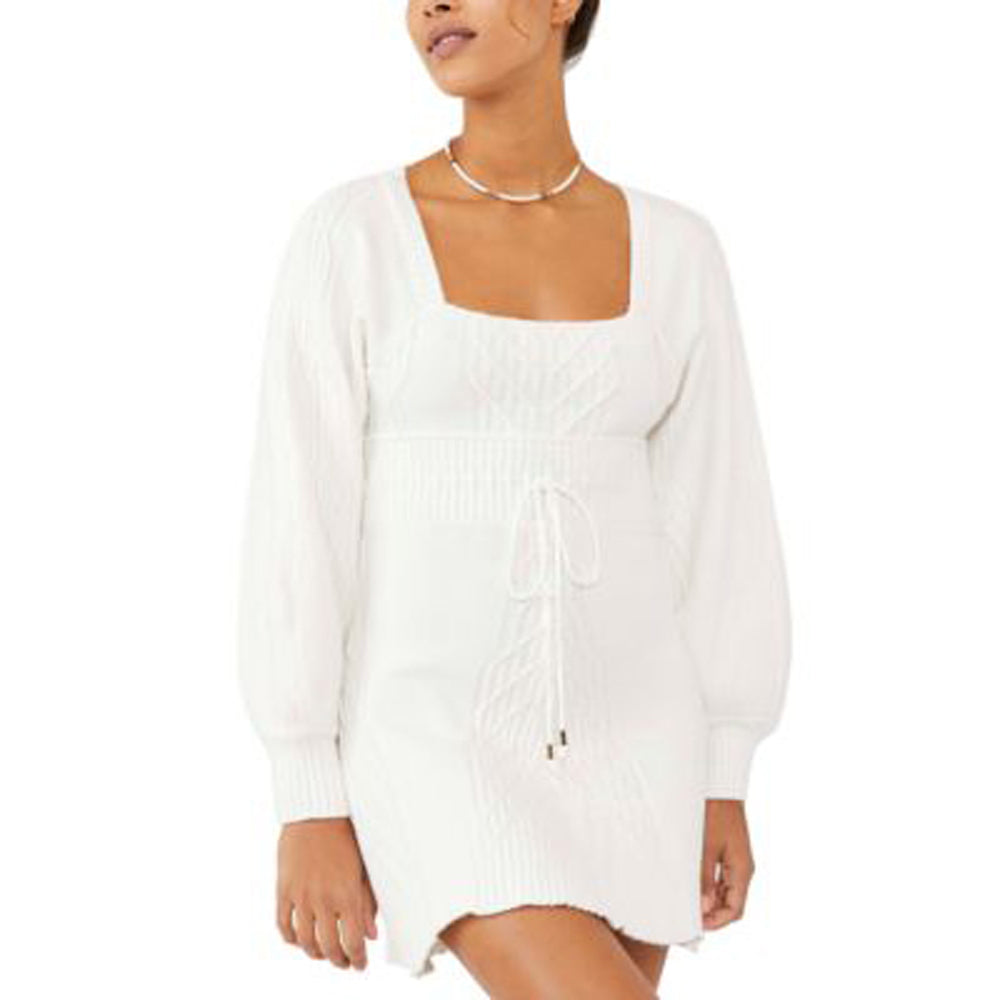 Emmaline Mini Sweater Dress In White