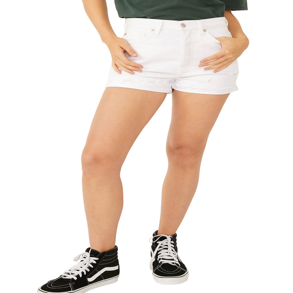 High Waist Denim Shorts In Optic White