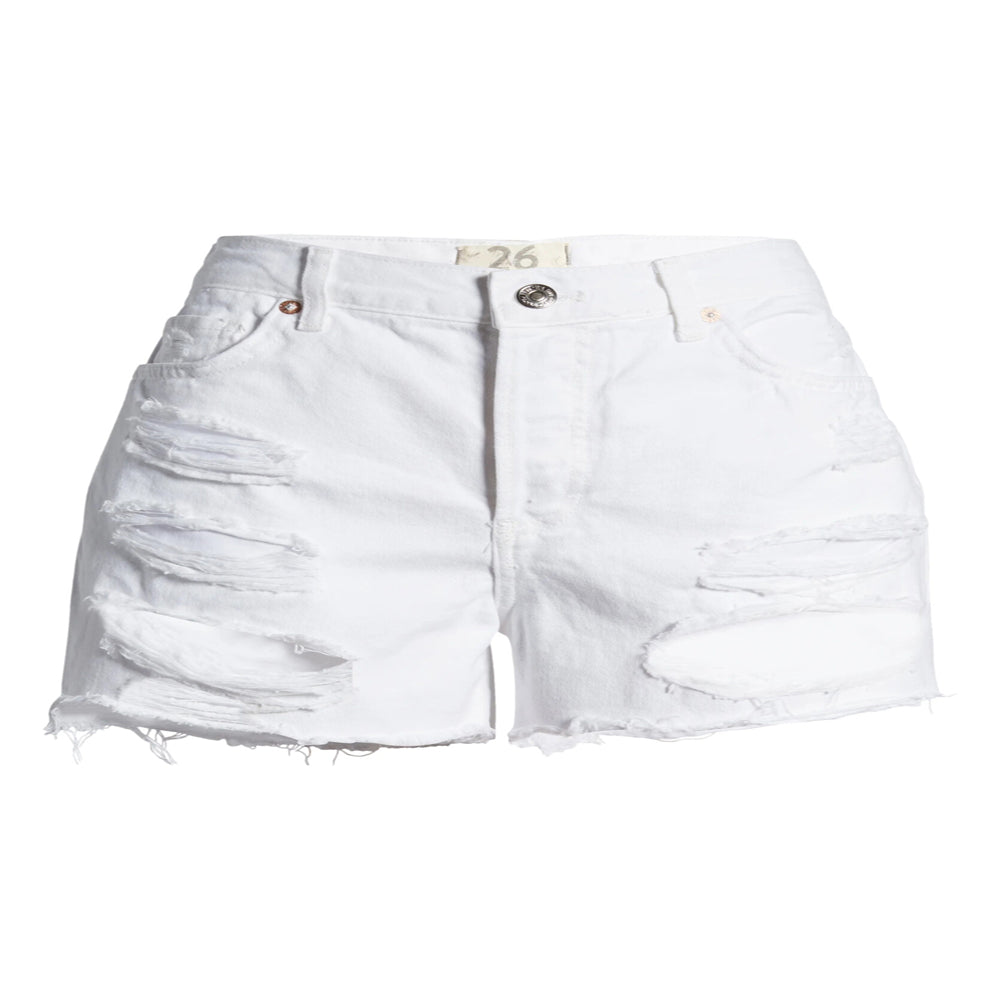 Maggie Mid-Rise Denim Shorts In Optic White