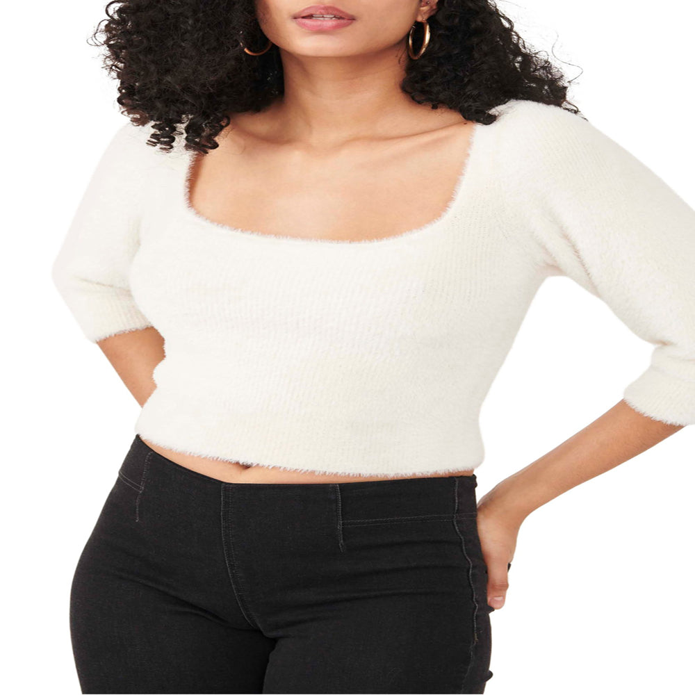 Moonbeam Cropped Sweater In Ivory