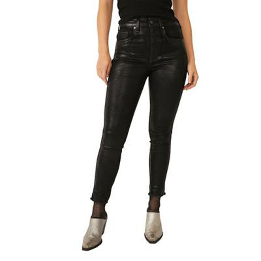 Raw High Rise Coated Skinny Jeans In Coated Black