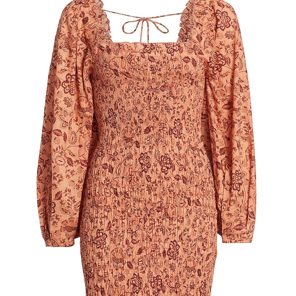Smock It To Me Minidress - Apricot Combo