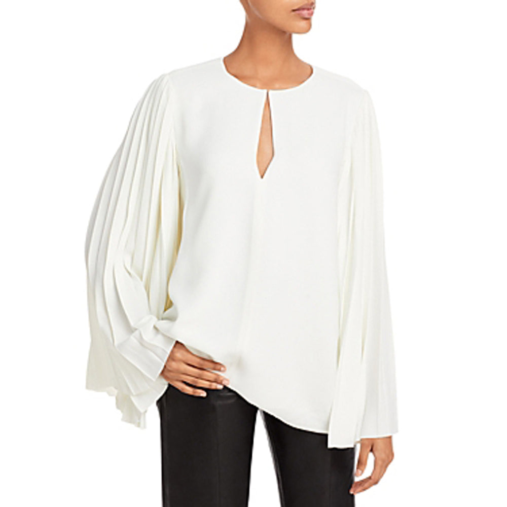 Pleated Bell Sleeve Crepe Top