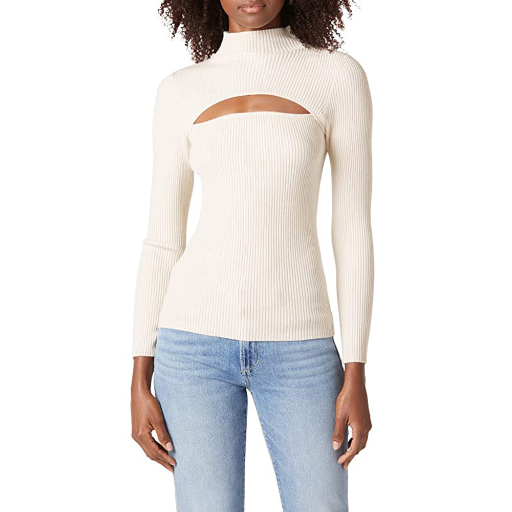 Riya Cutout Mock-neck Top Off White