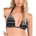 Black Women's City Lights Goddess Halter Bikini Top With Tassels