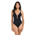 Black Women's Island Goddess Lace-up One-piece Swimsuit