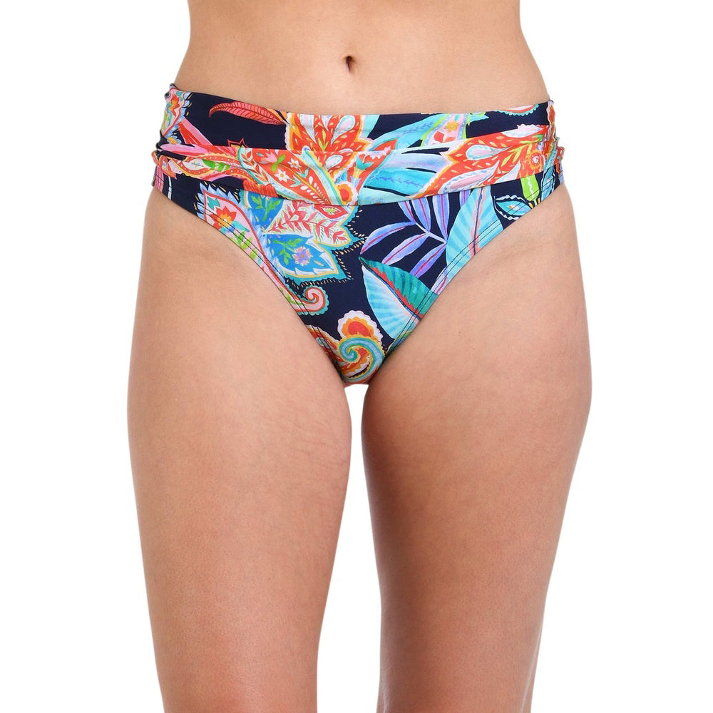 Multi Colored Women's Tropidelic Paisley Shirred-waist Bikini Bottom