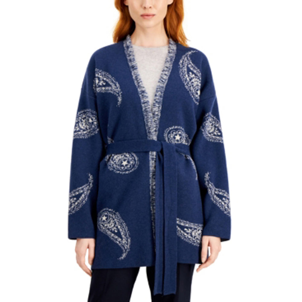 Sonale Knitted Coat-jacket In Blue Jeans