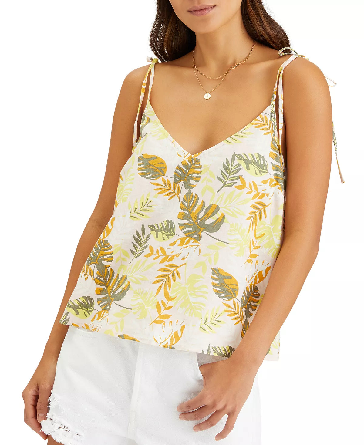 Printed Tie Shoulder Swing Top