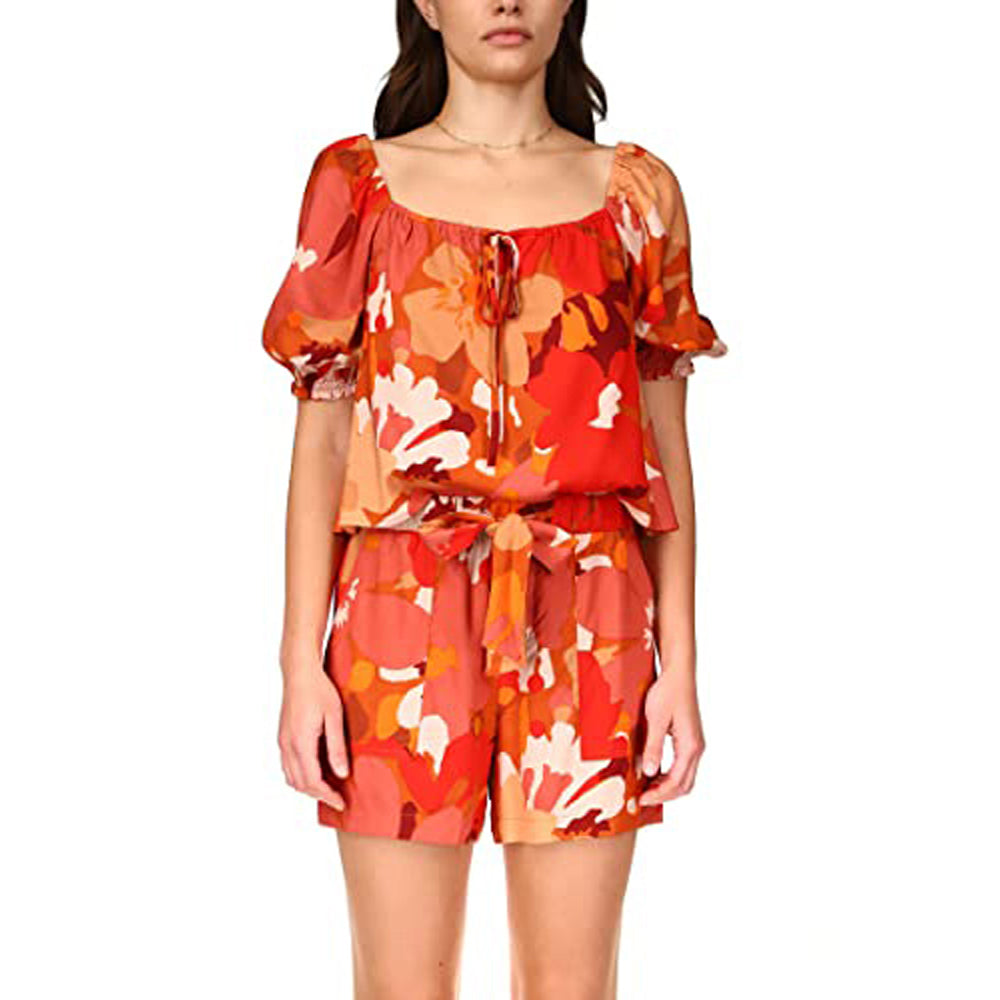 Remember Me Printed Puff Sleeve Top In Sun Drenched