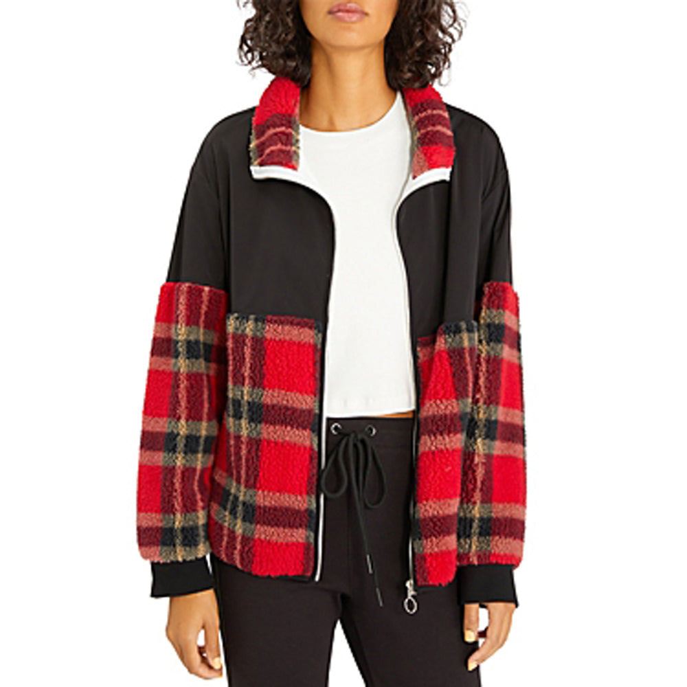 Sherpa Zip Up Jacket In Jasper Plaid