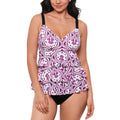 Magenta Printed Tiered Fauxkini One-piece Swimsuit