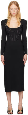 Black Boning Midi Dress
