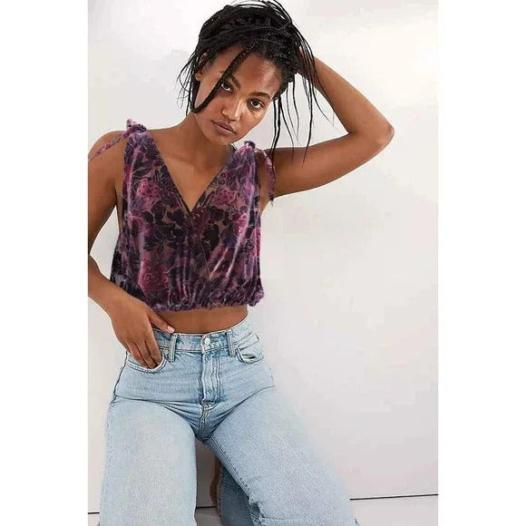 Tied To You Floral Velvet Tank In Sweet Combo